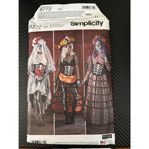 Simplicity Pattern 8772 Sz 6-14Day Of The Dead Skeleton Costume Uncut NEW